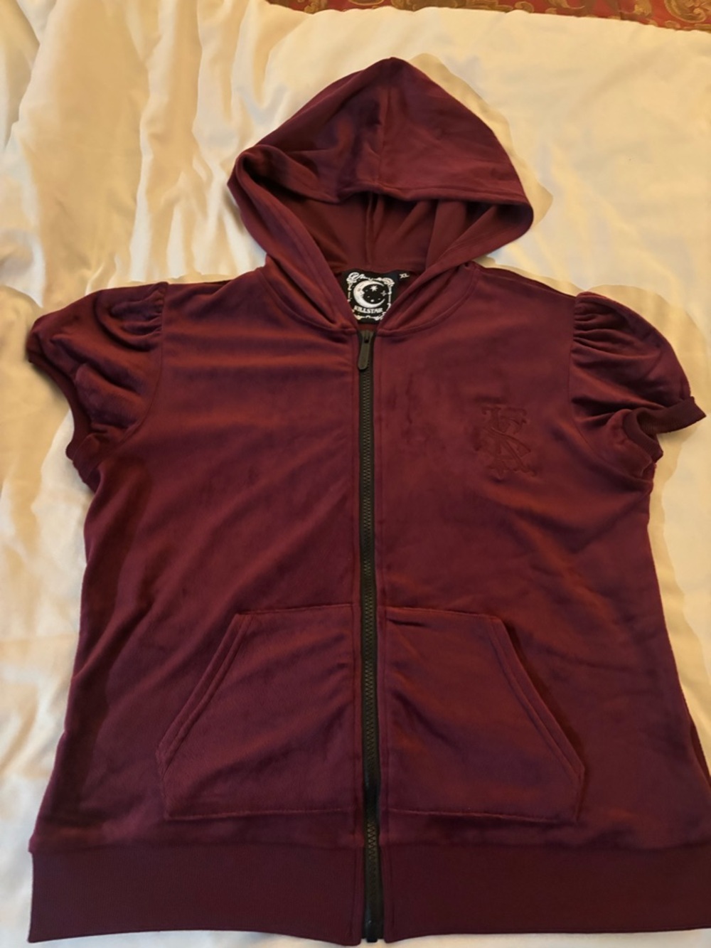 Killstar Short Sleeve Hooded Zip-Up in Deep Plum